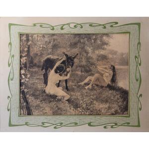 French School Late 19th Century : "young Women Teasing A Donkey"