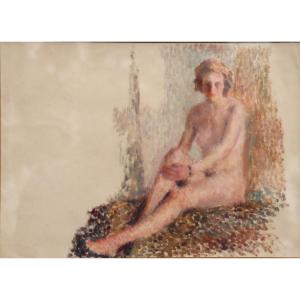 Pointillist School Circa 1910:  "the Blond Nude"