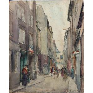 French School Circa 1920 : “lively Street”