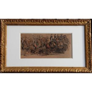 19th Century French School : “cavalcade Of Dragons”