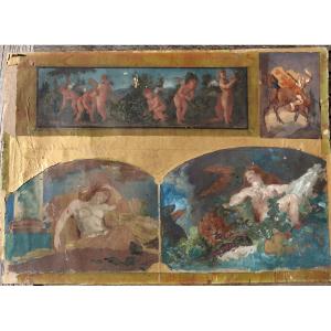 French School Circa 1860 : "romantic Montage After Le Brun"