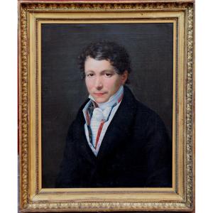 French School 1821 : "portrait Of A Man In An Embroidered Vest"