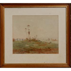 John F. Parsons : "english Countryside In The Mist"