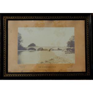 Large 19th Century Photograph : "the Bridge Of Heres-sur-l'adour"