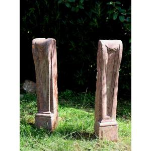 Louis XVI Period : "pair Of Fireplace Jambs"