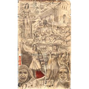 French School Circa 1930/40 : Mural Project "the Cinema"