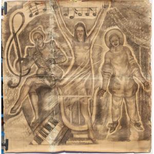 French School Circa 1930/40 : Fresco Project II "music"