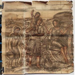 French School Circa 1930/40 : Fresco Project III "the Harvest"