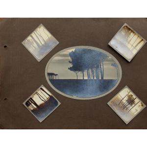 French School Circa 1920 : "album Page With Photos Of The Landes"