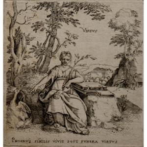 Enea Vico : Suite d'Emblemes VI "virtus"