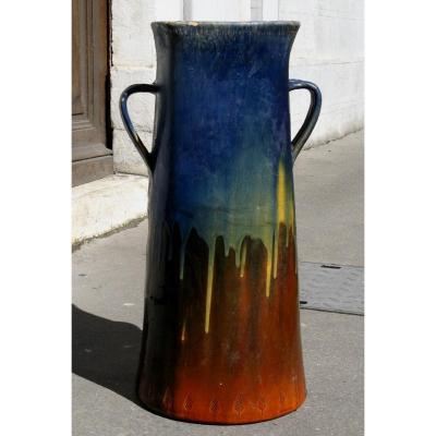 Very Large Ceramic Art-nouveau "umbrella Door"