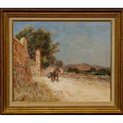 Etienne Robert: "provencal Landscape With Donkey"