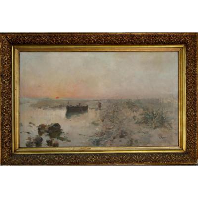 G. Ramos : "fishermen Towing A Net To The Twilight"