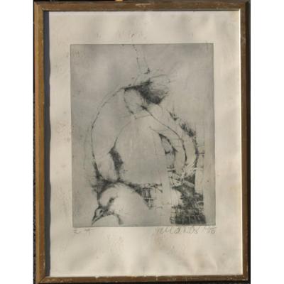 Hella Rost : Surrealist Engraving "the Dove"