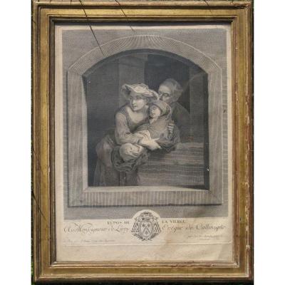 J.g. Wille : Eighteenth Print "the Rest Of The Virgin" Golden Frame