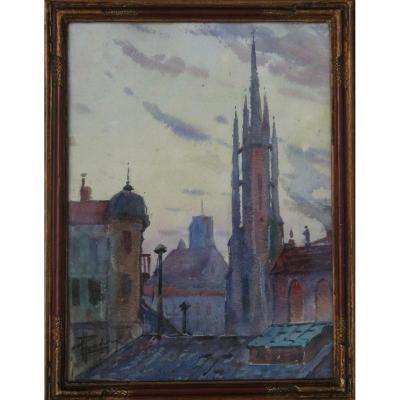 Leopold Pradere : "bell Tower Of The Saint-hilaire d'Agen Church"