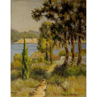 Hamilton: "mediterranean Landscape At The Bay" 1945