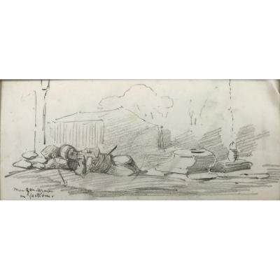 Achille Fouquier (1817-1895?) 9 : "my Gendarme In Faction"