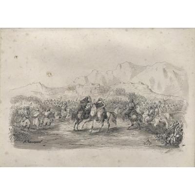 Achille Fouquier (1817-1895?) 14 "fight Between Turcos And Persians"