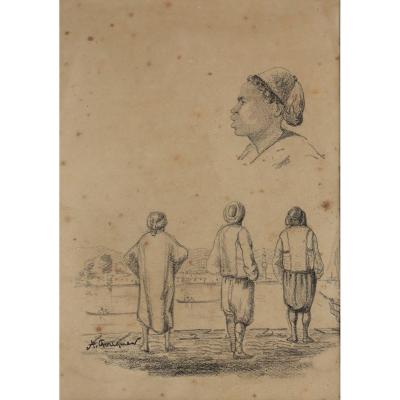 Achille Fouquier (1817-1895?) 17 "studies Of Turcos In Harbour"