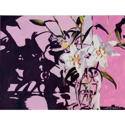 Denoel : "bouquet Of Lilies On The Pink Wall"