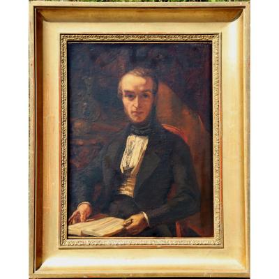 French School Circa 1830 : "man With A Glove"