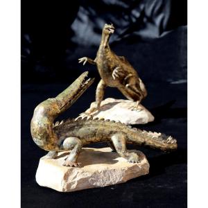 Bl : Pair Of "dinosaurs" Sculptures