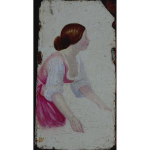 French School Late Nineteenth : "la Lavandiere"