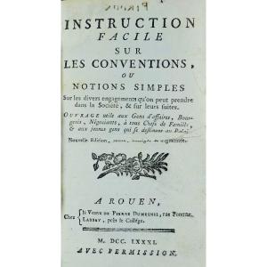 Montluel (jussieu De) - Easy Instructions On Conventions. 1781, In Contemporary Binding.