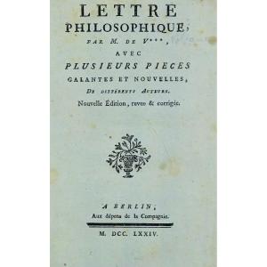 Voltaire - Philosophical Letter. Berlin, At The Expense Of The Company, 1774, In Contemporary Binding.