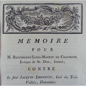 Memoir For Mr. Barthélémy-louis-martin De Chaumont, Bishop Of St. Diez, Paperback, 1789.