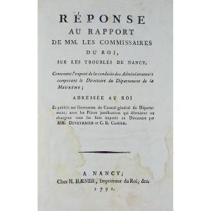 Duveyrier, Notebook - Response To The Report By Mm. About Nancy's Troubles. 1791, 19th Century Binding.