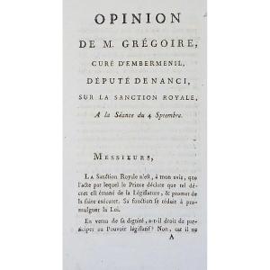 Grégoire (henri) - Opinion Of Mr. Grégoire Parish Priest Of Emberménil, Deputy For Nanci. 1789, Paperback.