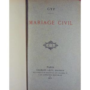 GYP - Mariage civil. Calmann-Lévy, 1892, reliure plein maroquin violet signée Bézard.