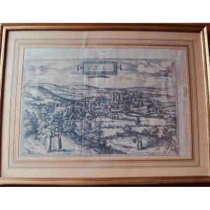 Hoefnagle & Depingeb - Blanmont In The Country Of Vauge En Loreyne. Around 1650, Framed Engraving.
