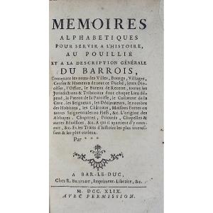 [maillet] - Alphabetical Memories To Serve History, At The Pouillié Du Barrois. 1749.