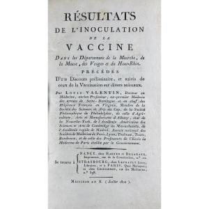 Valentin (louis) - Results Of The Inoculation Of The Vaccine In Lorraine. 1802, Period Binding