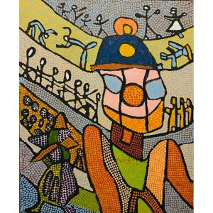 Vodaine (jean) - Untitled Painting Depicting An Individual With A Hat. Baslieux, Circa 2004.