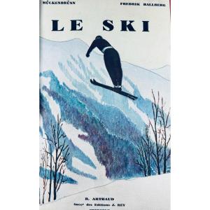 Mückenbrünn & Hallberg - Skiing. Arthaud, 1930. Amusing Binding Imitating Ski Tracks.