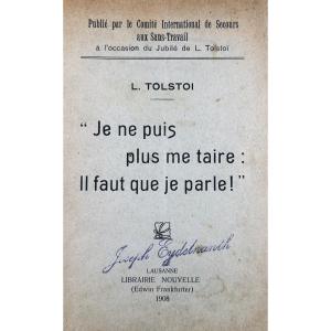 Tolstoy (leon) - I Can No Longer Remain Silent: I Must Speak!. Lausanne, 1908, Paperback.