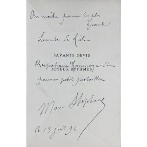 Stéphane (marc) - Learned Quotes And Joyful Rhythms Of A Sun Drinker. Published By The Author, 1894.