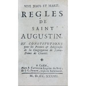 [religion] - Long Live Jesus And Mary. Rules Of Saint Augustine. Caen, 1737, Contemporary Binding.