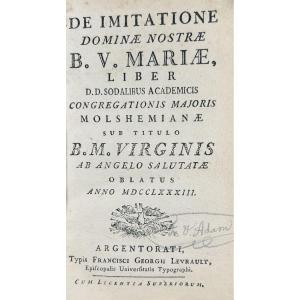 [religion] - De Imitatione Dominae Nostrae Bv Mariae. Levrault, 1783, Period Binding.