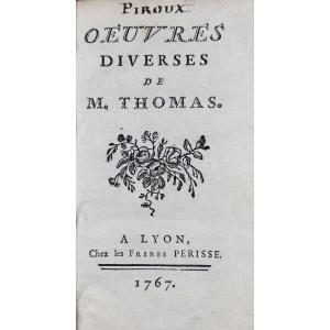 Thomas - Various Works Of Mr. Thomas. Lyon, Périsse, 1767, In Contemporary Full Calf Binding.
