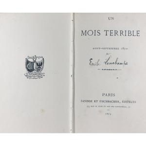 Lonchamps (émile) - A Terrible Month August-september 1870. Sandoz And Fischbacher, 1875, Bound.