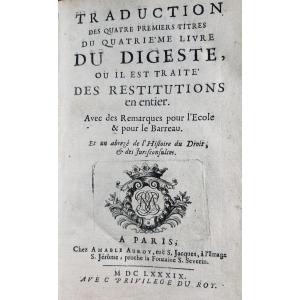 [law] - Translation Of The First Four Titles Of The Fourth Book Of The Digest. Auroy, 1680.