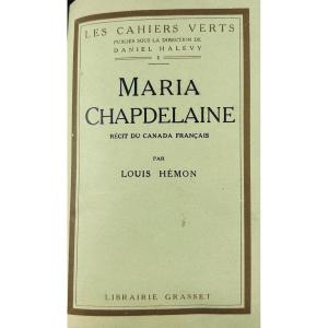 Hémon - Maria Chapdelaine, An Account Of French Canada. Grasset, 1924, Handsome Half-maroquin Binding.