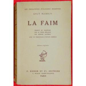 Hamsun - Hunger. F. Rieder Et Cie, 1926. First Edition.