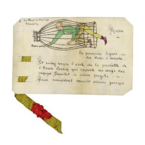 Illuminated Handwritten Wedding Menu After Jacques Touchet - 1944