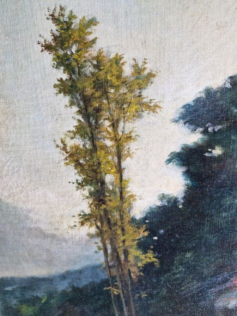 Paesaggio con picnic in riva al fiume. olio su tela di misure 54x73 cm cornice 73x94 cm-photo-3
